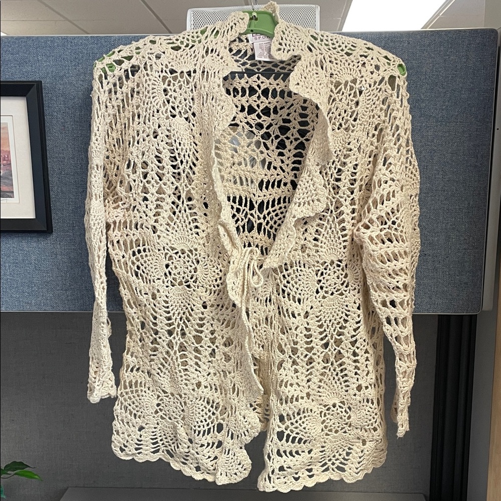 Elegant Cream Crochet Sweater